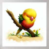 A Digital Painting of a Young Yellow-Streaked Lory