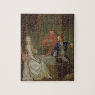 A Dinner Conversation (A Man and Woman Drinking at Jigsaw Puzzle