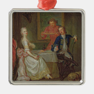 A Dinner Conversation (A Man and Woman Drinking at Metal Ornament