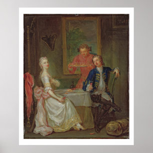 A Dinner Conversation (A Man and Woman Drinking at Poster
