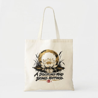 A Disciplined Mind Brings Happiness Lotus Tote Bag