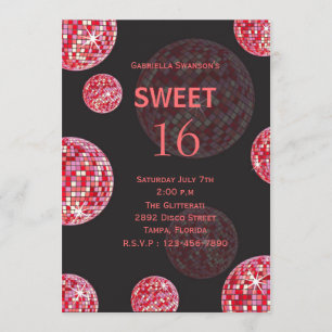 a disco bash -sweet sixteen birthday invitations