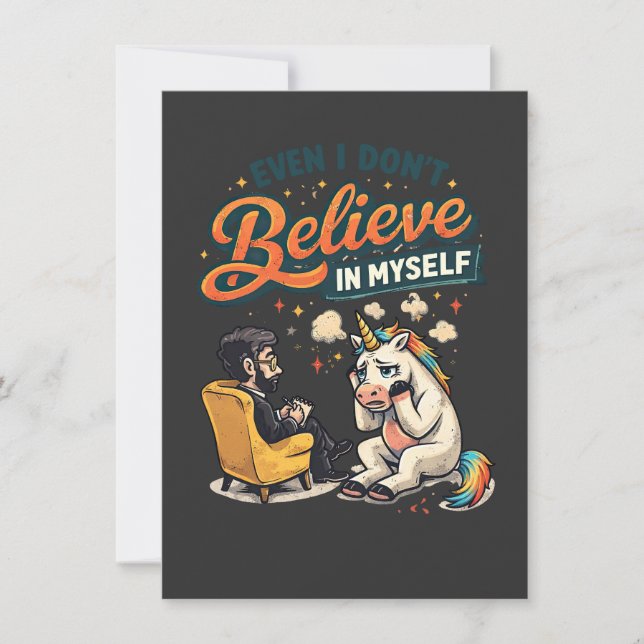 A discouraged unicorn in therapy invitation (Front)