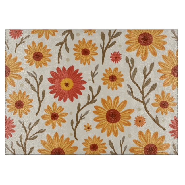 A dish that starts with bright flowers cutting board (Front)
