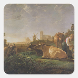 A Distant View of Dordrecht Square Sticker