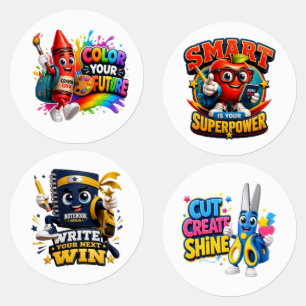 A diverse collection of motivational stickers and