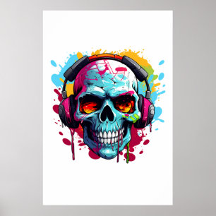 A DJ POP ART SKULL Acrylic Sign