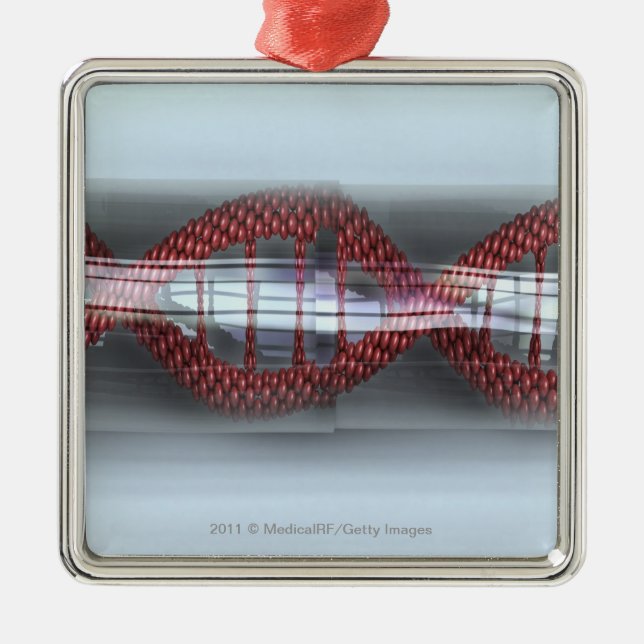 A DNA strand in a capsule Metal Ornament (Front)