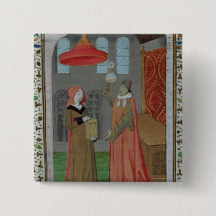 A doctor examining St. Elizabeth's urine 15 Cm Square Badge
