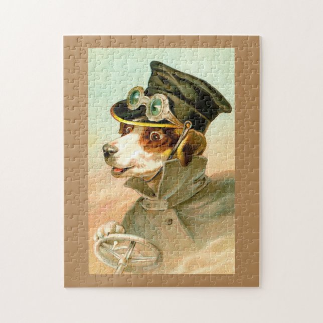A dog driving jigsaw puzzle (Vertical)