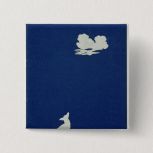 A Dog Howling at the Moon 15 Cm Square Badge
