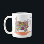 A dog in a crocheted outfit. coffee mug<br><div class="desc">This dog needs to poop!</div>