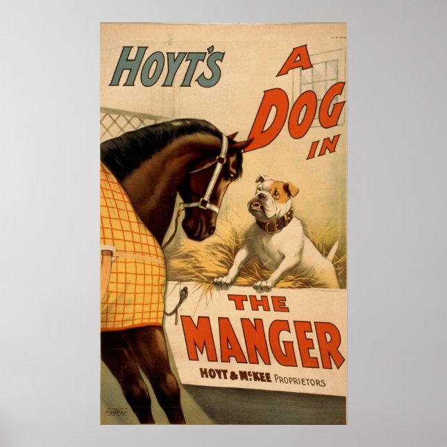 A Dog in The Manger Vintage Theatre Poster (Front)