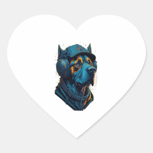 A dog listen to music 2 heart sticker