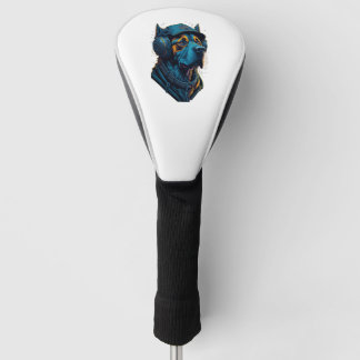 A dog listen to music golf head cover
