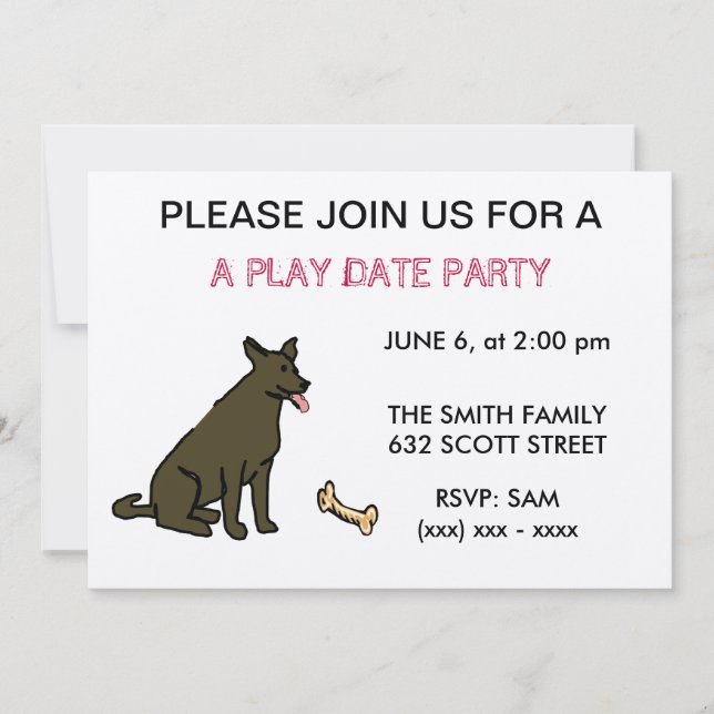 A Dog Play Date Party Invitation (Front)