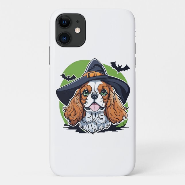 A dog wearing a witches hat with bats Case-Mate iPhone case (Back)
