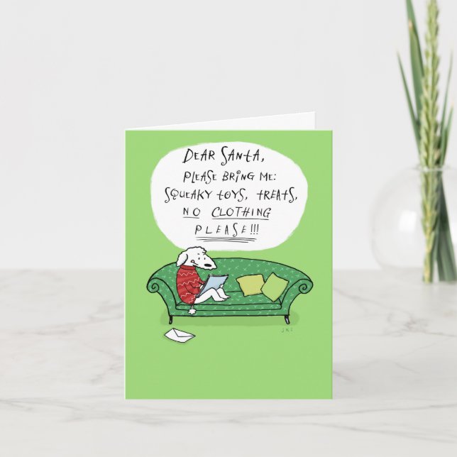 A Dog's Letter to Santa Funny Cartoon Christmas Holiday Card (Front)