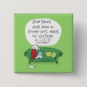 A Dog's Letter to Santa - Funny Christmas Cartoon 15 Cm Square Badge