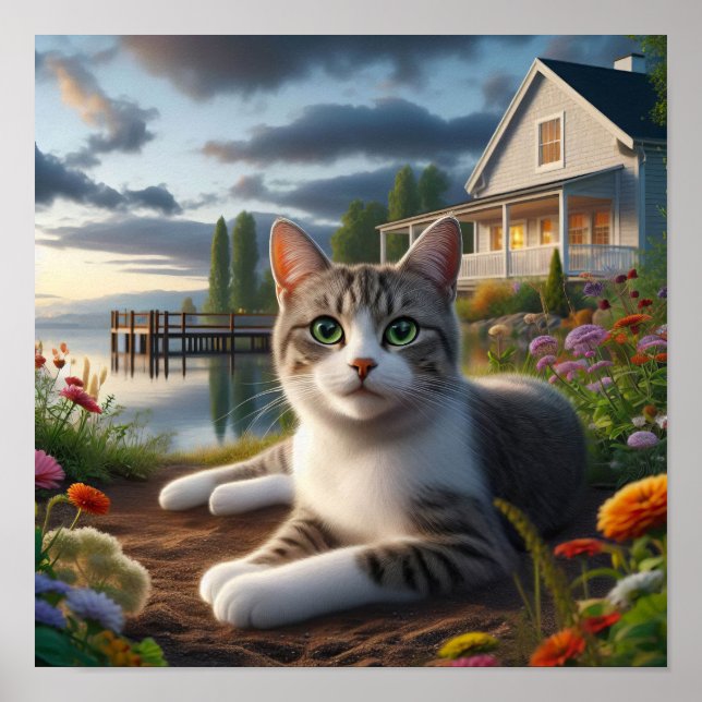 A Domestic Shorthair Cat in a Rural Setting Poster (Front)
