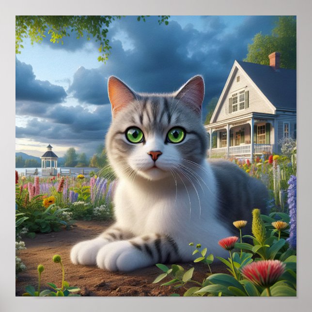 A Domestic Shorthair Cat in a Rural Setting Poster (Front)