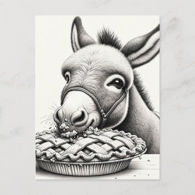A Donkey Steals Pie Postcard (Front)