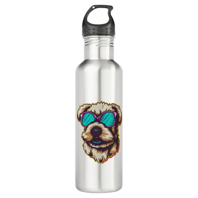 A DORABLE D O G WITH SUN GLASSES  710 ML WATER BOTTLE (Front)