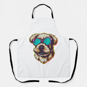 A DORABLE D O G WITH SUN GLASSES APRON