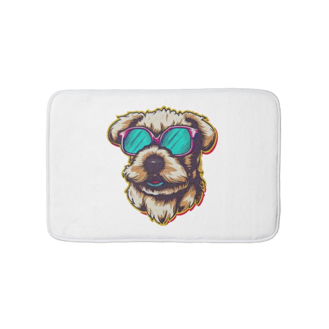 A DORABLE D O G WITH SUN GLASSES  BATH MAT (Front)
