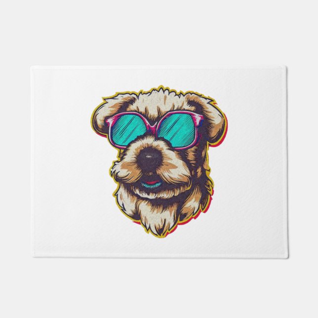 A DORABLE D O G WITH SUN GLASSES   DOORMAT (Front)
