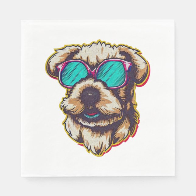 A DORABLE D O G WITH SUN GLASSES   NAPKIN (Front)