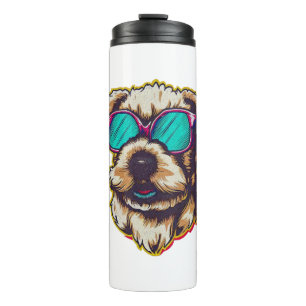 A DORABLE D O G WITH SUN GLASSES THERMAL TUMBLER