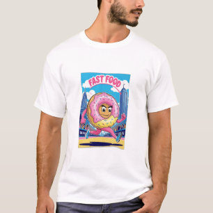 A doughnut running a marathon with the caption “Fa T-Shirt