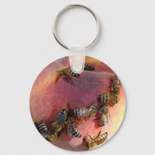 A Dozen Bees And A Peach Key Ring