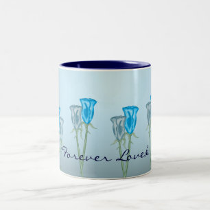 A Dozen Blue Roses (Valentine) Two-Tone Coffee Mug