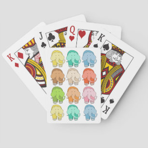 A Dozen Elephants Playing Cards