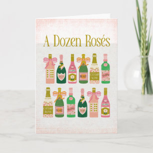 A Dozen Rosés Pink Champagne Bottles Wine Bar  Note Card