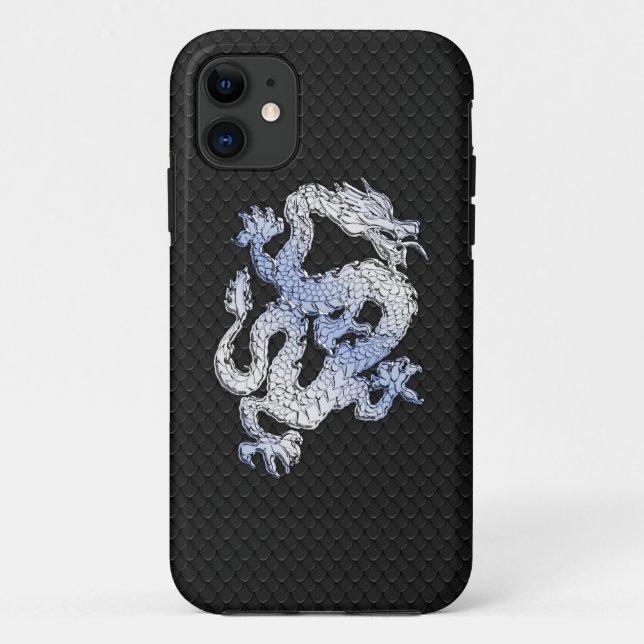 A Dragon expression on Black Snake Skin Print Case-Mate iPhone Case (Back)