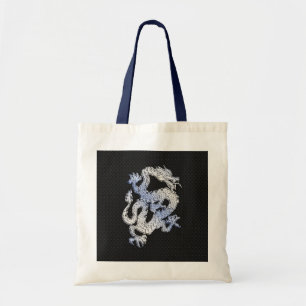 A Dragon expression on Black Snake Skin Print Tote Bag