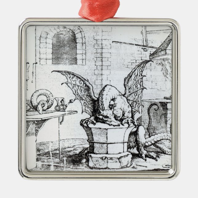 A Dragon in a Workshop Metal Ornament (Front)