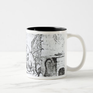 A Dragon in a Workshop Two-Tone Coffee Mug