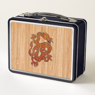 A Dragon in Bamboo style Metal Lunch Box