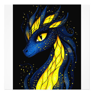 A dragon with glowing yellow scales photo print