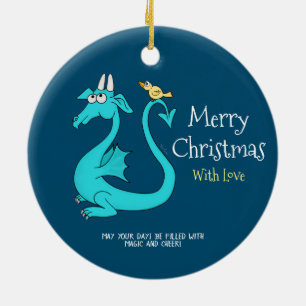 A Dragon With the Bird in the Tail Ceramic Ornament