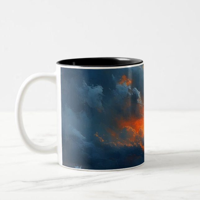 A Dramatic seascape At Sunset Painting Art Two-Tone Coffee Mug (Left)