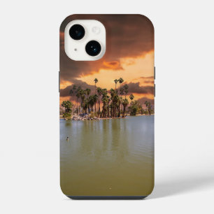 a dramatic sunset at Encanto Park iPhone 14 Case