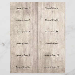 A draught setup for 12 "cuttable" place cards V&C