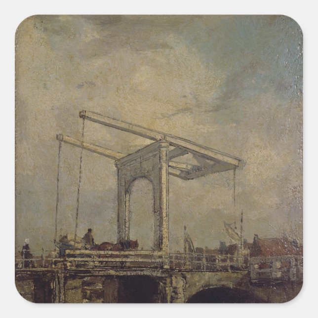 A Drawbridge in a Dutch Town, 1875 Square Sticker (Front)