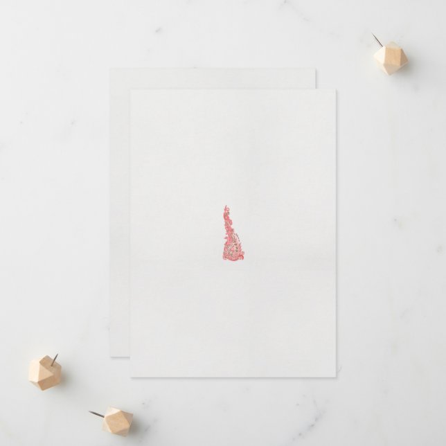 a drawing of a bird with flowers on it announcement (Front/Back In Situ)