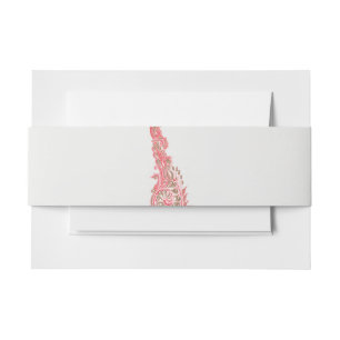 a drawing of a bird with flowers on it invitation belly band